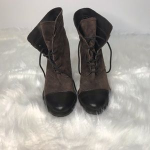 Brown ankle lace up boots